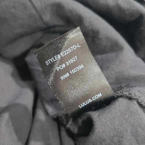 Lulus Black Mini Milkmaid Dress Pleated Lace Ruffle Hem Open Tie Back Size M - Picture 12 of 15